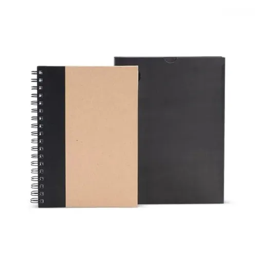 CADERNO PAUTADO COM WIRE-O - 23X18CM - BEGE/PRETO-LE-30641