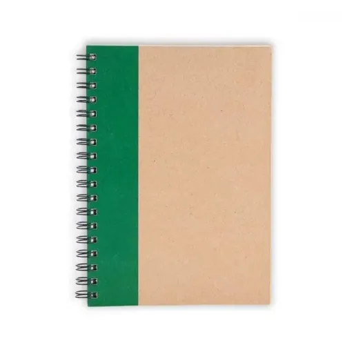 CADERNO PAUTADO COM WIRE-O - 23X18CM - BEGE/VERDE-LE-30645