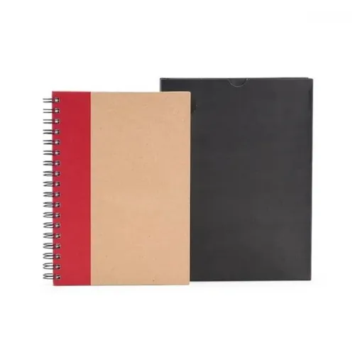 CADERNO PAUTADO COM WIRE-O - 23X18CM - BEGE/VERMELHO-LE-30644