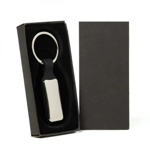 CHAVEIRO EM METAL/PU - PRATA/PRETO-CH-00651