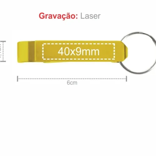 CHAVEIRO EM ALUMÍNIO ABRIDOR DE GARRAFAS AMARELO-CH-00496-NA