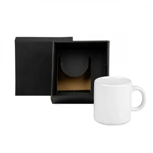 CANECA EM CERÂMICA BRANCA 270 ML EM CAIXA COM ELÁSTICO-CO-01270