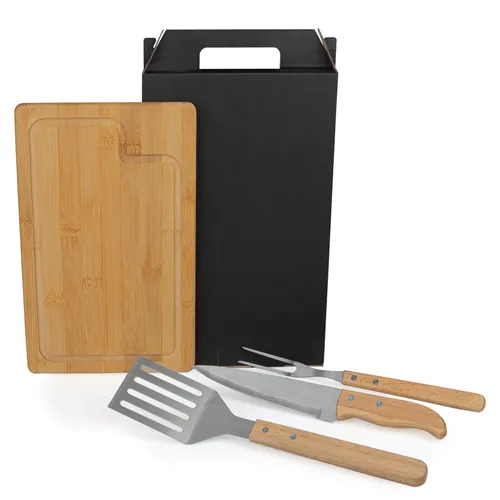 CONJ. PARA CHURRASCO/HAMBÚRGUER COM ESPÁTULA - 4 PÇS-MX-19336