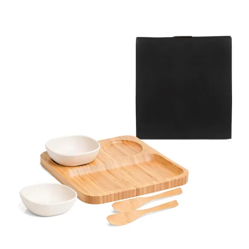 CONJ. PARA PETISCOS E PATÊS EM BAMBU/FIBRA DE BAMBU-5 PÇS-PD-00573