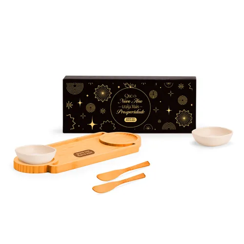 CONJ. PARA PETISCOS EM BAMBU/FIBRA DE BAMBU - 5 PÇS - EXCLUSIVE-PD-00603