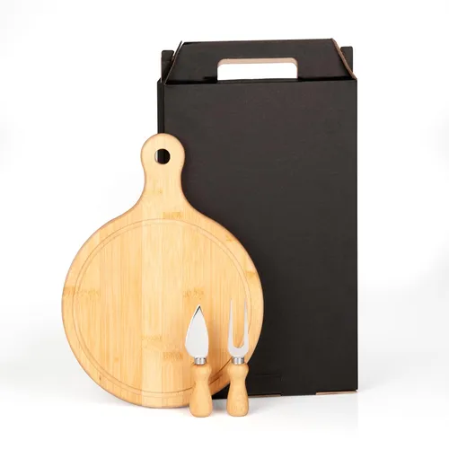 CONJ. TÁBUA C/ GARFO E FACA PARA QUEIJO - 3 PEÇAS-PD-38023