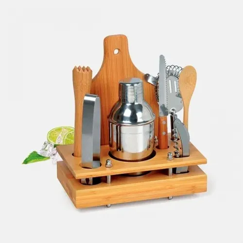 KIT PARA BAR EM INOX / BAMBU - 8 PÇS-KB-00473