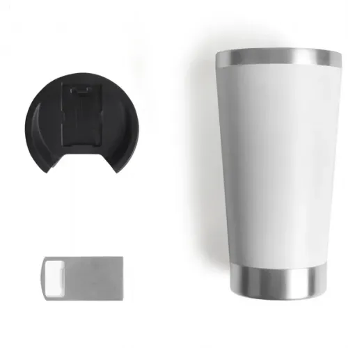 COPO TÉRMICO C/ TAMPA E ABRIDOR - BRANCO - 500 ML-IC-03500-NA