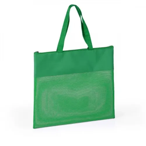 SACOLA DE MÃO EM NYLON 600 E TELA SANET - VERDE-CS-03025