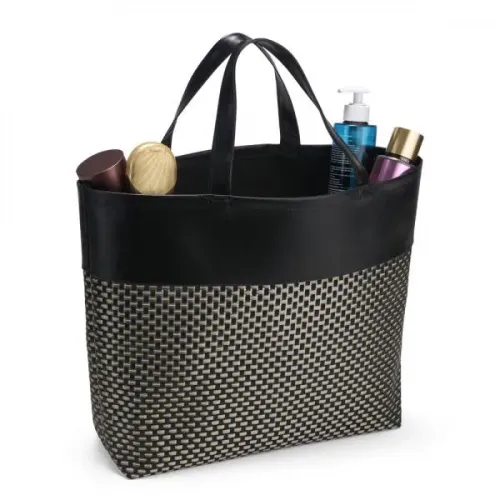 SACOLA EM PVC E COURO SINTÉTICO - PRETO/XADREZ-CS-04011