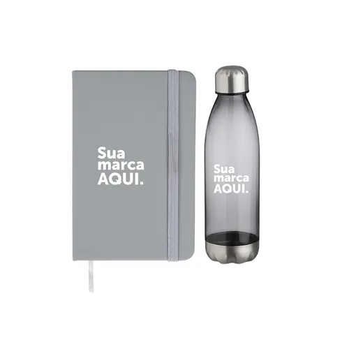 Caderneta Emborrachada + Garrafa Plástica 700ml-KT-140