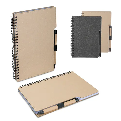 Caderno A5 Capa em Papelão Reciclado c/ Caneta-CAD012