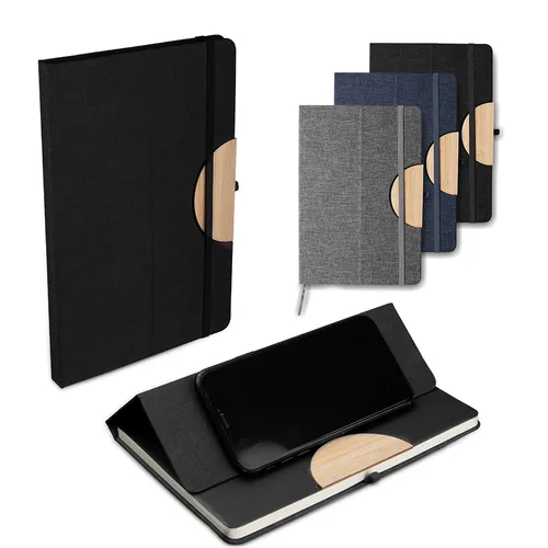Caderno A5 Capa em RPET e detalhe em Bambu-CAD140