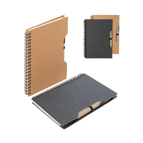 Caderno capa em papelão reciclado com caneta-CAD462