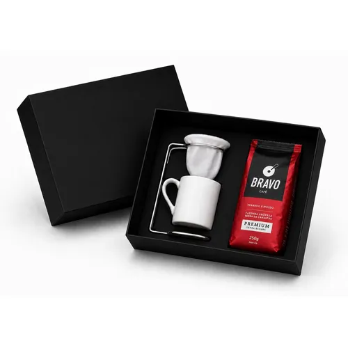 Caixa de papel com coador individual em inox, caneca de porcelana de 100 ml-KC030