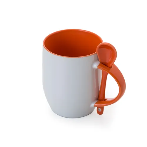 #Caneca Cerâmica 350ml com Colher-13561-LAR #Caneca Cerâmica 350ml com Colher-13561-LAR