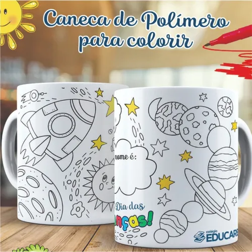 Caneca para Colorir em Polímero -32699CB