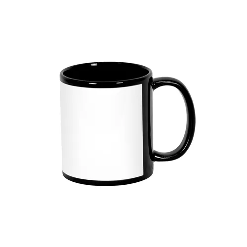 Caneca preta com tarja branca 325 ml-LN630JS004