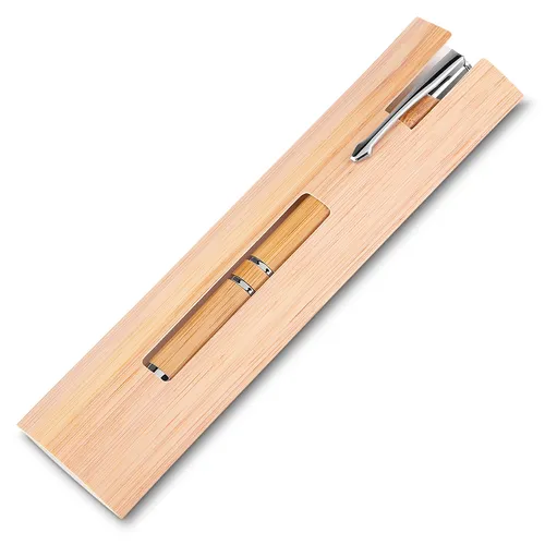 Caneta Ecológica de Bambu com Estojo-14665-BAMBU