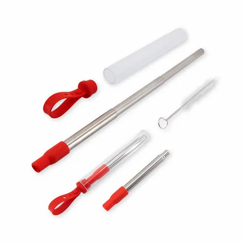 #Canudo Inox Retrátil com Escova e Estojo-14341