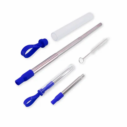 #Canudo Inox Retrátil com Escova e Estojo-14341-AZU #Canudo Inox Retrátil com Escova e Estojo-14341-AZU