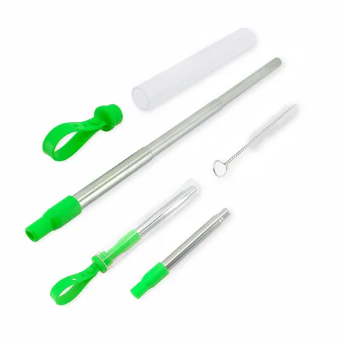 #Canudo Inox Retrátil com Escova e Estojo-14341-VD