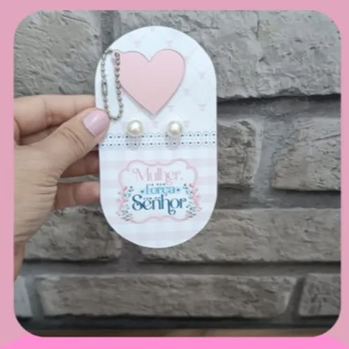 Card com Chaveiro Espelho e Brinco-042DL