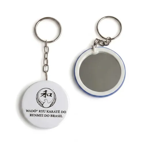 Chaveiro com espelho de vidro - 5,5 cm-Chaveiro com espelho de vidro
