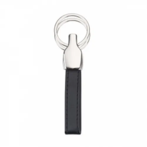 #Chaveiro Metal com 2 Argolas e Couro-12048-PRE