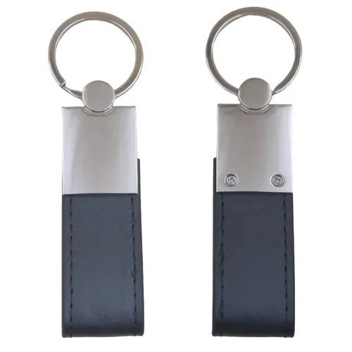 Chaveiro metal com alça de couro sintético-NA0001