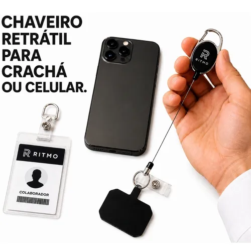 Chaveiro Retrátil Porta Crachá e Celular Personalizado-CH78
