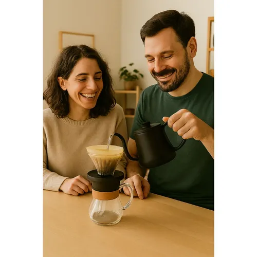 Conjunto Coador com válvula e Coletor de Café em Borosilicato.-BG195