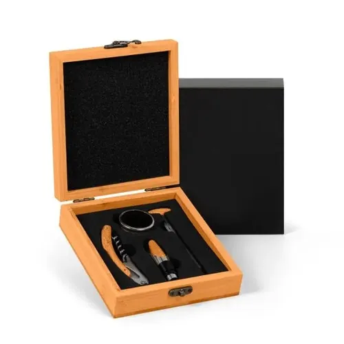 Conjunto Para Vinho Em Bambu - 5 Pçs-PV-00833