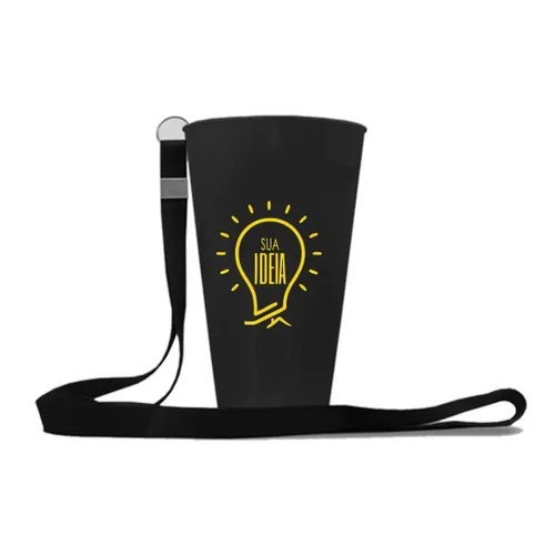 Copo Ecológico 550ml plástico PP c/ agente biodegradável e tirante poliéster-0561CT