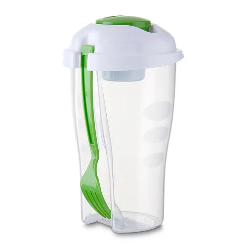 #Copo Salada 850ml com Garfo e Suporte para Molho-13719-VD