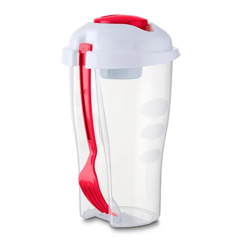 #Copo Salada 850ml com Garfo e Suporte para Molho-13719-VM