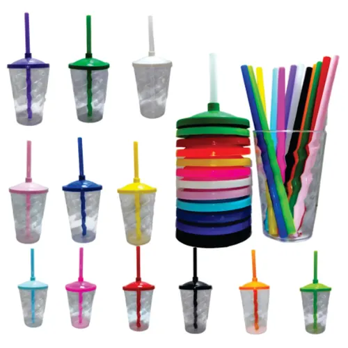 Copo acrílico 475ml com tampa e canudo-E001010