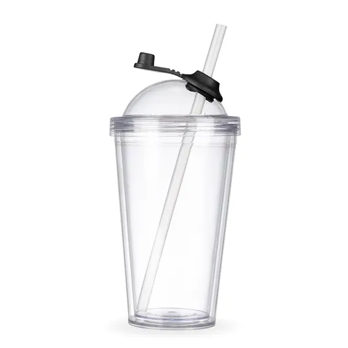 #Copo de Acrílico 550ml com Suporte Canudo-14469-PRE #Copo de Acrílico 550ml com Suporte Canudo-14469-PRE