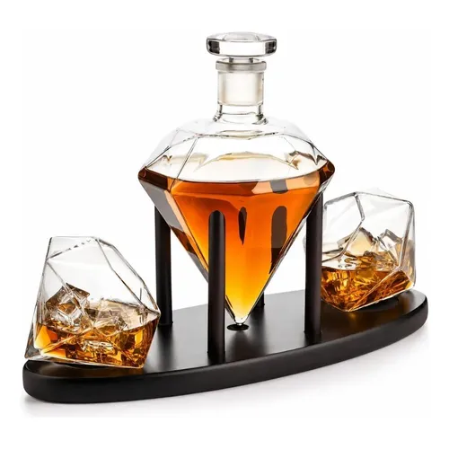 Decanter Diamante Whisky Cachaça Com Base Madeira Premium-DD579