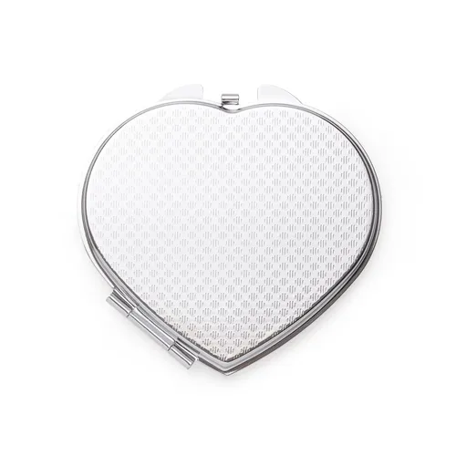 #Espelho Metal Duplo Coração com Aumento-13516