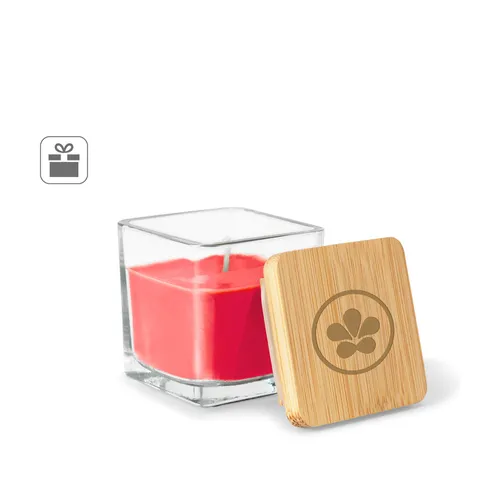 ESSENCE. Vela aromática, de 50 g., em copo de vidro com tampa em bambu-107546