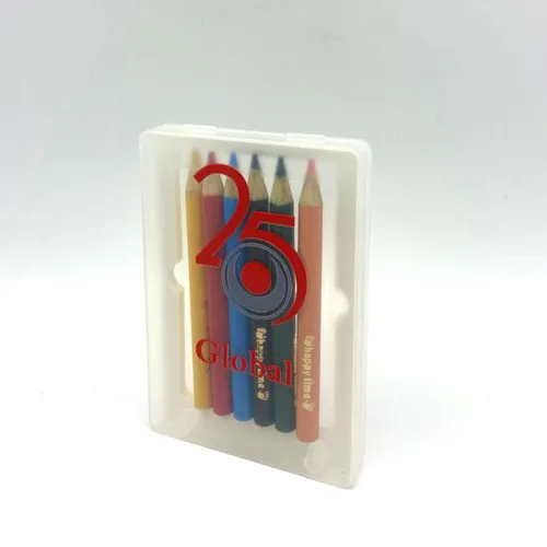 Estojo plástico com 6 mini lápis de cor-LN0005