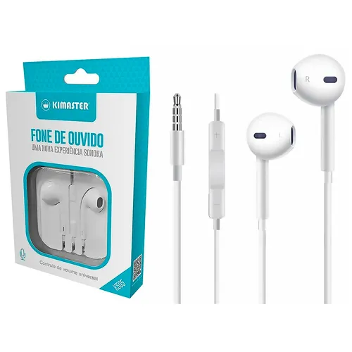 Fone de Ouvido Kimaster K505 Intra-auricular, Microfone, Branco-K505