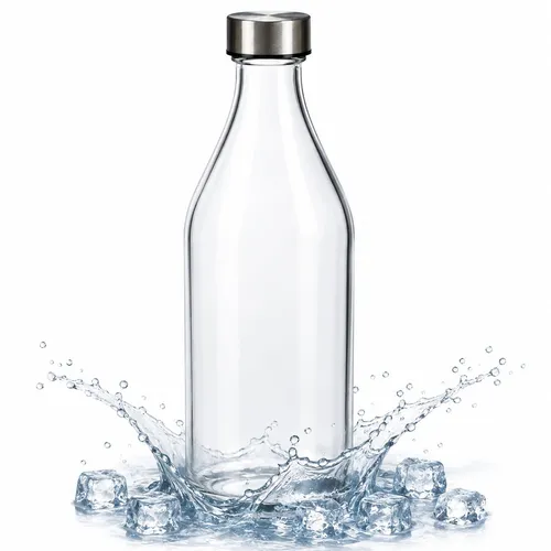 Garrafa de Vidro Transparente 1 Litro com Tampa Inox-BC0001SHP