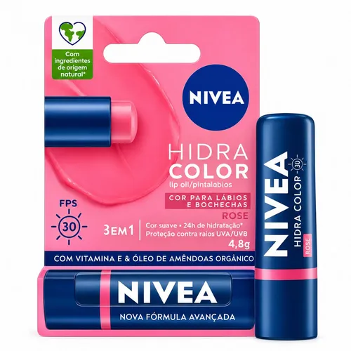 Hidratante Labial Nivea Hidra Color Rose Fps30 4,8g-BC0001ML