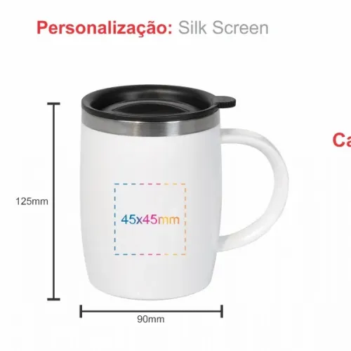 CANECA EM AÇO INOX / POLIESTIRENO - 400 ML-IC-00500