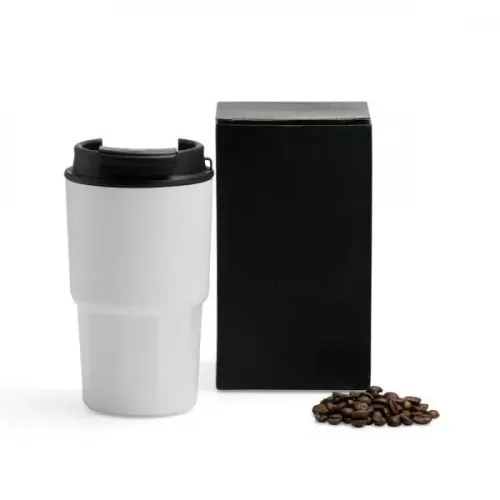 COPO TÉRMICO EM AÇO INOX - BRANCO - 450 ML-IC-03400