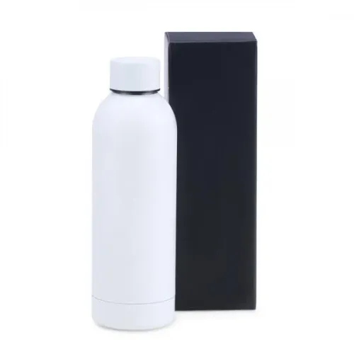 GARRAFA EM INOX PAREDE DUPLA - BRANCA - 500 ML-IS-01500