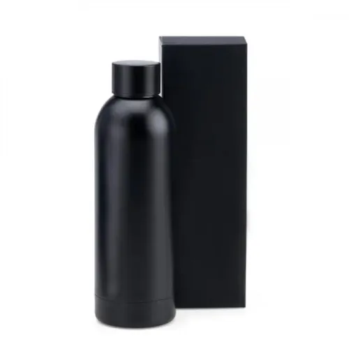 GARRAFA EM INOX PAREDE DUPLA - PRETA - 500 ML-IS-01501