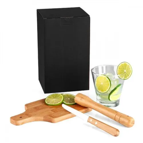 KIT PARA CAIPIRINHA EM BAMBU / MADEIRA IBIZA - 0,35 L - 4 PÇS-KC-00253